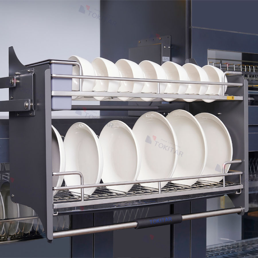 Giá bát đĩa nâng hạ Tokitar SUS304 nan Oval
