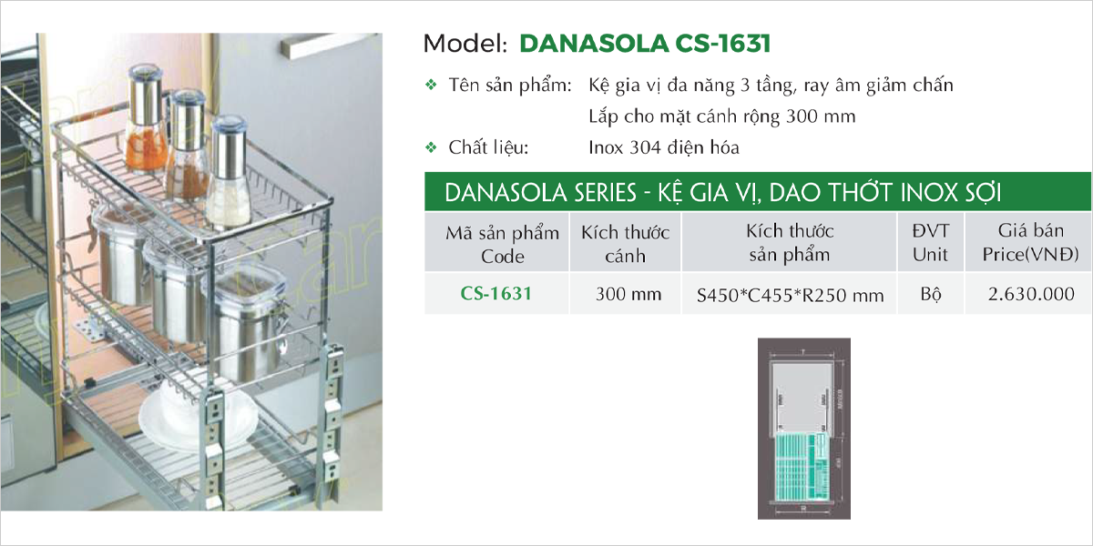 Giá để gia vị Cariny CS-1631
