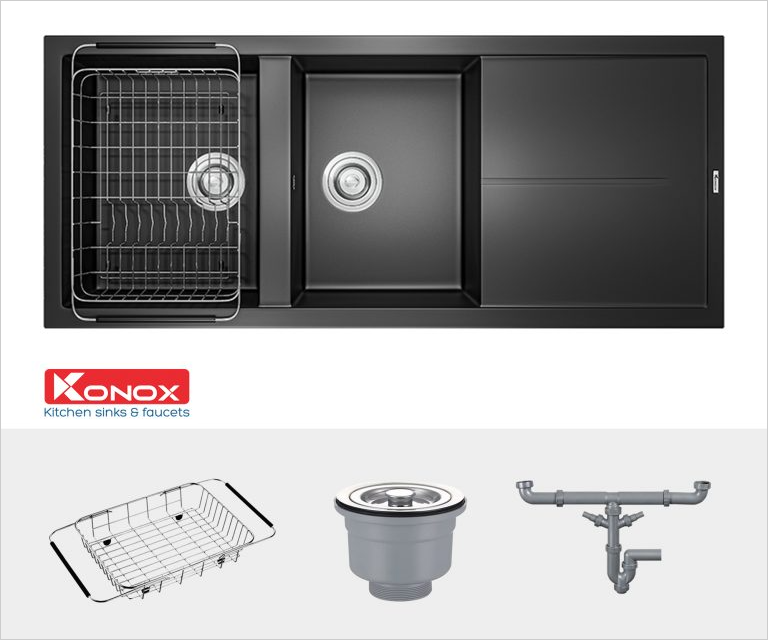 Chậu rửa bát KONOX Granite Sink Livello Smart 1160 Black