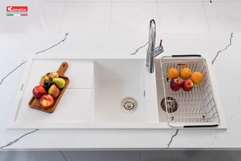 Chậu rửa bát KONOX Granite Sink Livello Smart 1160 White Sliver