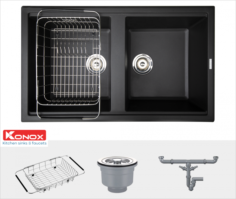 Chậu rửa bát Konox Granite Sink Phoenix Smart 860 Black