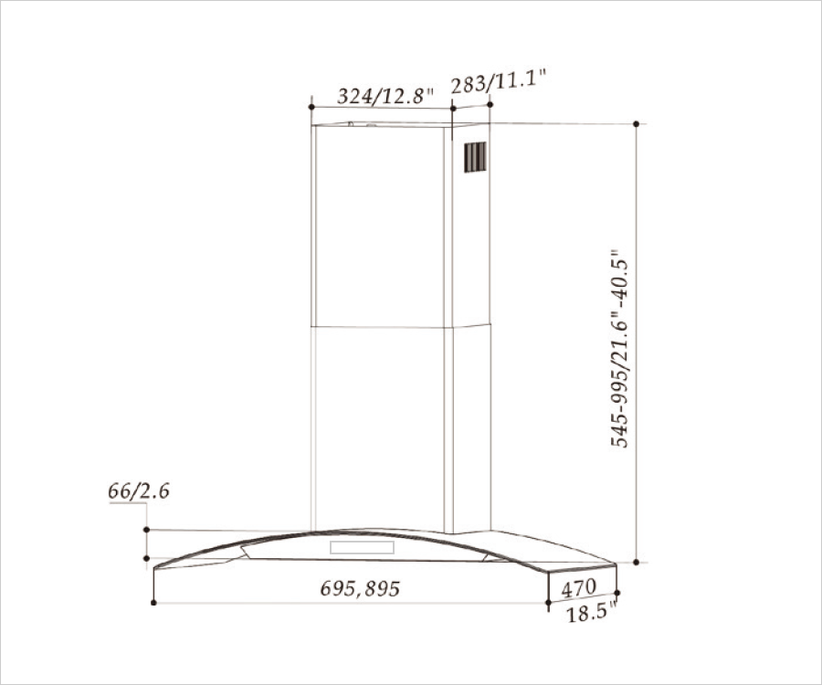 Kích thước máy hút mùi EUH02270