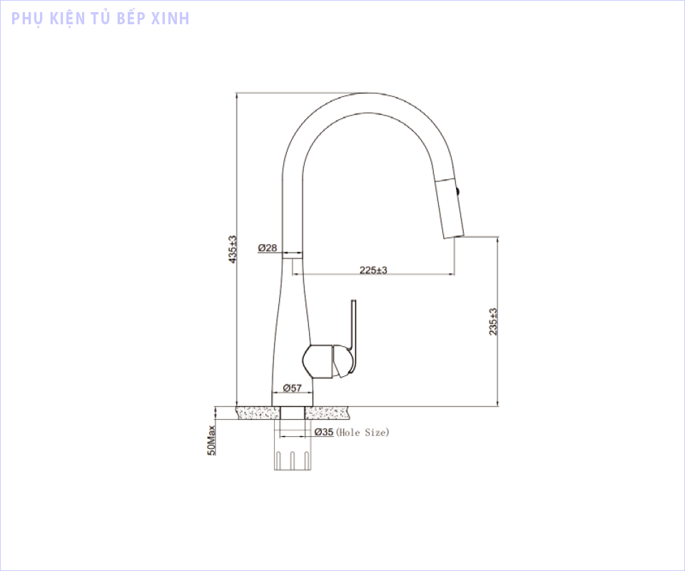 Kích thước vòi rửa bát Eurogold EUF219BR